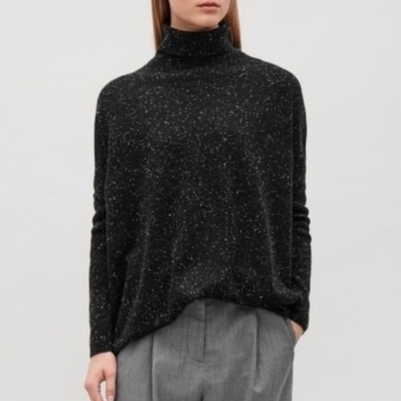 COS Sweaters - COS Collection of Style Sweater Sz S Black/Gray Speckled 100% Wool Turtle Neck